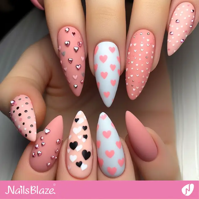 Peach Fuzz and White Heart Nails | Color of the Year 2024 - NB2144